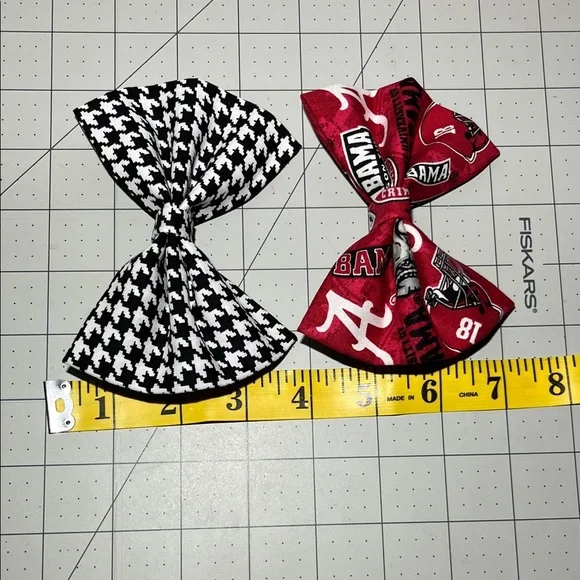 Alabama Crimson Tide Kids Hair Bow Set - Black and Red - Picture 4 of 4